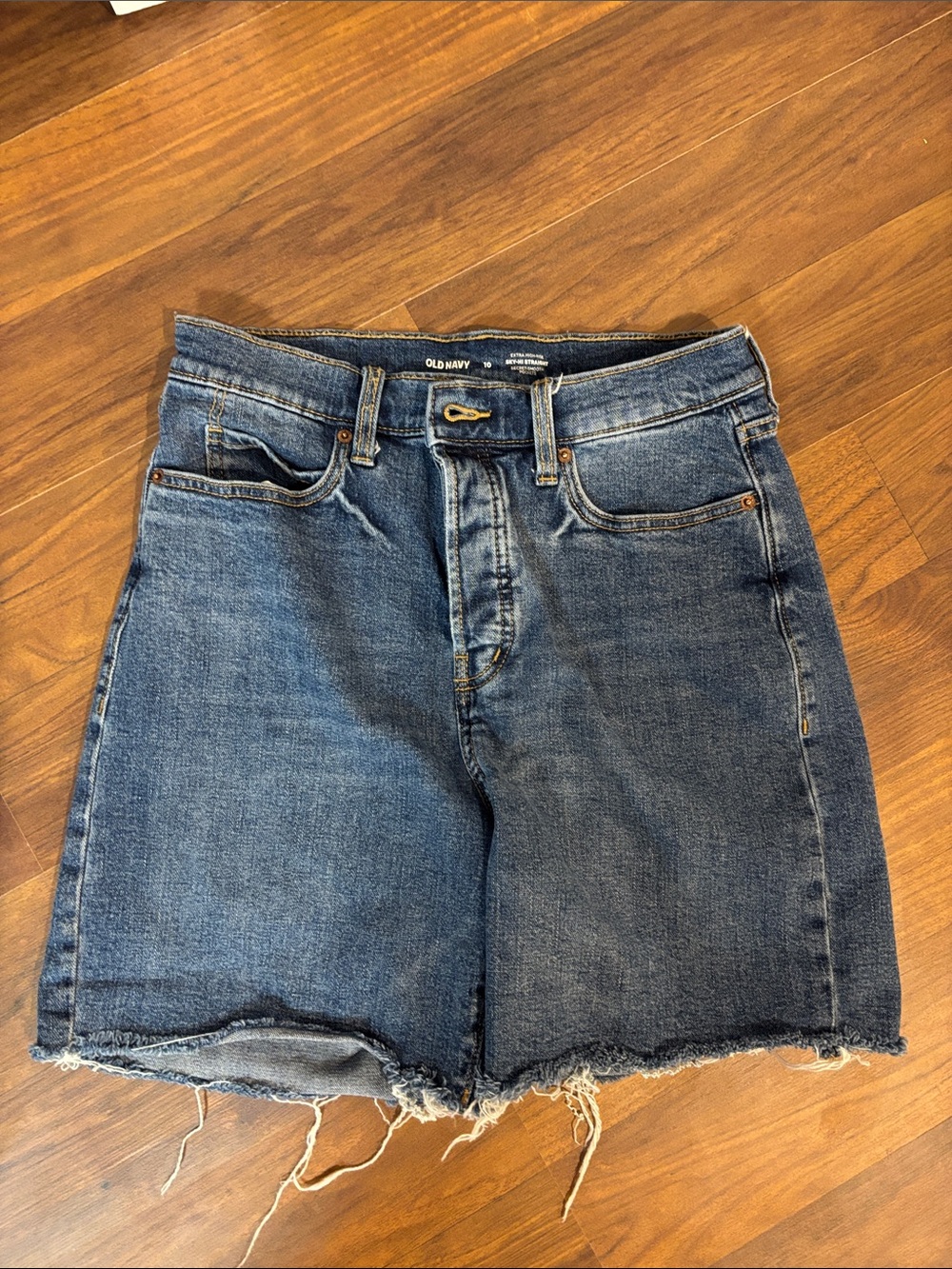 Old Navy Medium Blue Raw-Hem High-Rise Denim Shorts